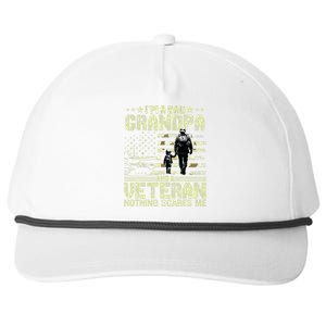 Im A Dad Grandpa And Veteran Fathers Day Papa Grandpa Snapback Five-Panel Rope Hat