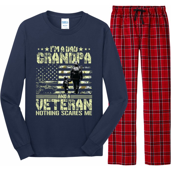 Im A Dad Grandpa And Veteran Fathers Day Papa Grandpa Long Sleeve Pajama Set