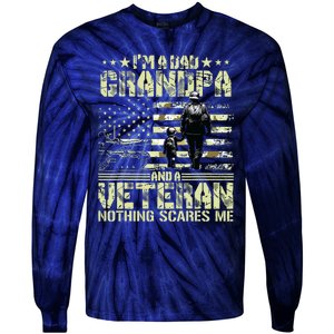 Im A Dad Grandpa And Veteran Fathers Day Papa Grandpa Tie-Dye Long Sleeve Shirt