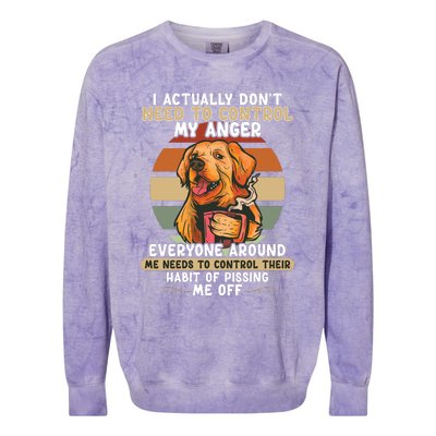 I Actually Dont Need To Control My Anger Dog Coffee Colorblast Crewneck Sweatshirt