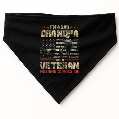 IM A Dad Grandpa And Veteran Fathers Day Papa Grandpa USA-Made Doggie Bandana