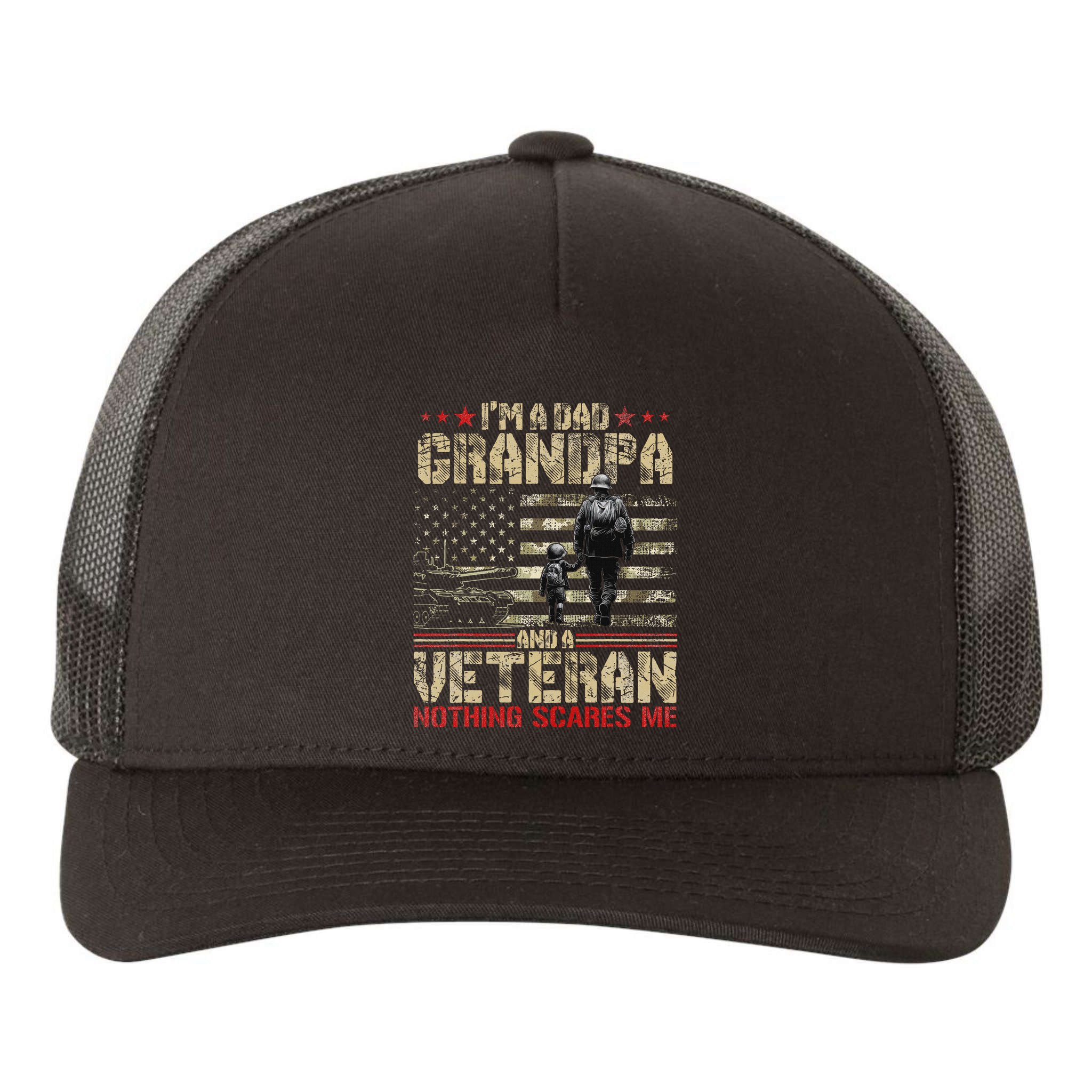 IM A Dad Grandpa And Veteran Fathers Day Papa Grandpa Yupoong Adult 5-Panel Trucker Hat