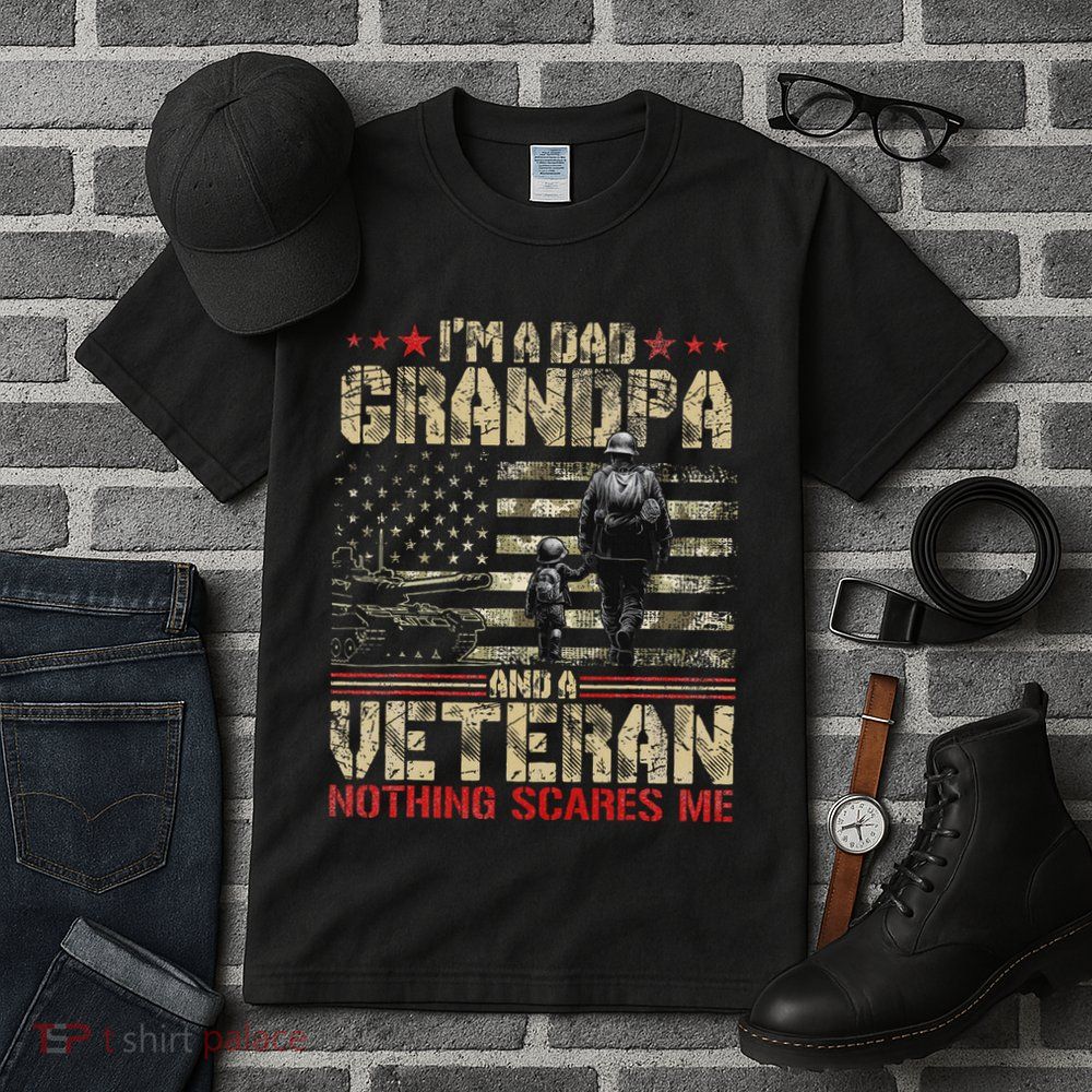 IM A Dad Grandpa And Veteran Fathers Day Papa Grandpa Tall T-Shirt
