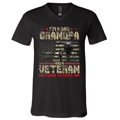 IM A Dad Grandpa And Veteran Fathers Day Papa Grandpa V-Neck T-Shirt