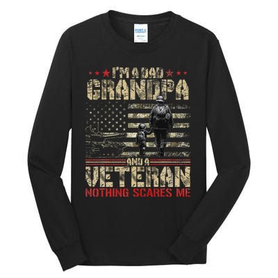 IM A Dad Grandpa And Veteran Fathers Day Papa Grandpa Tall Long Sleeve T-Shirt