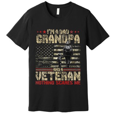 IM A Dad Grandpa And Veteran Fathers Day Papa Grandpa Premium T-Shirt
