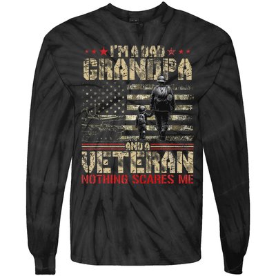 IM A Dad Grandpa And Veteran Fathers Day Papa Grandpa Tie-Dye Long Sleeve Shirt