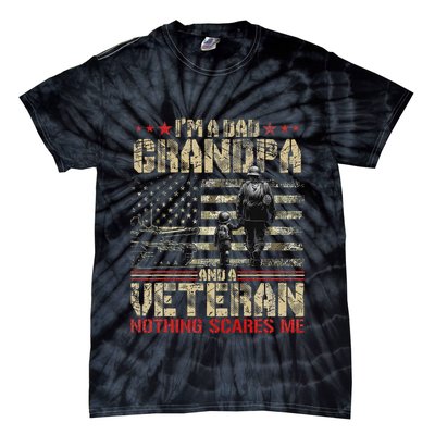 IM A Dad Grandpa And Veteran Fathers Day Papa Grandpa Tie-Dye T-Shirt