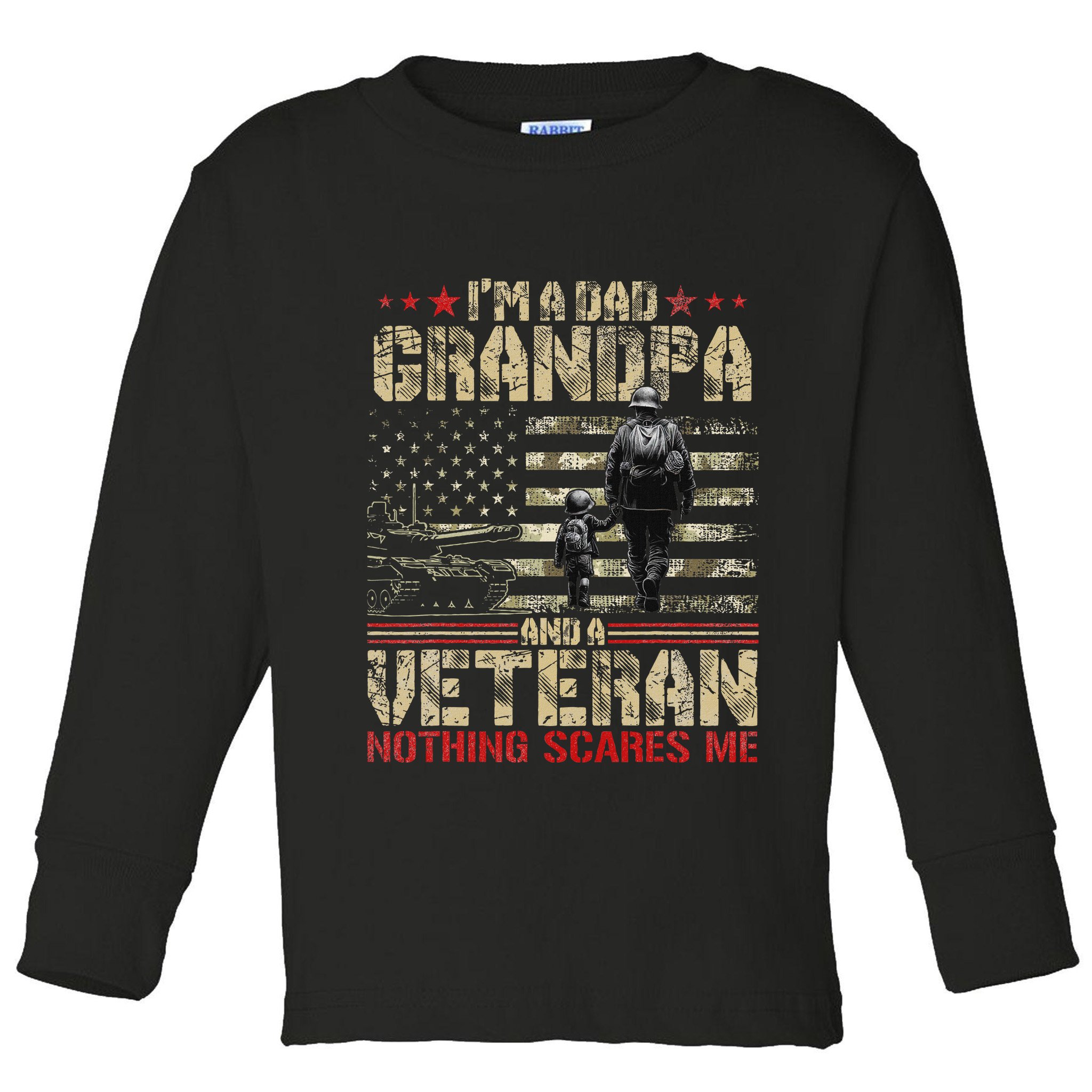 IM A Dad Grandpa And Veteran Fathers Day Papa Grandpa Toddler Long Sleeve Shirt
