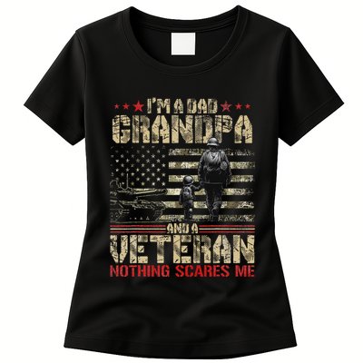 IM A Dad Grandpa And Veteran Fathers Day Papa Grandpa Womens T-Shirt