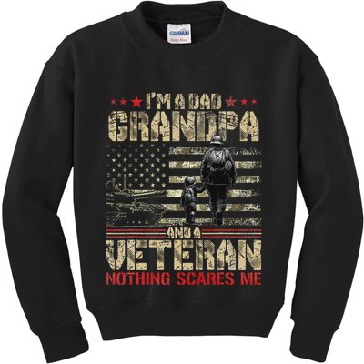 IM A Dad Grandpa And Veteran Fathers Day Papa Grandpa Kids Sweatshirt