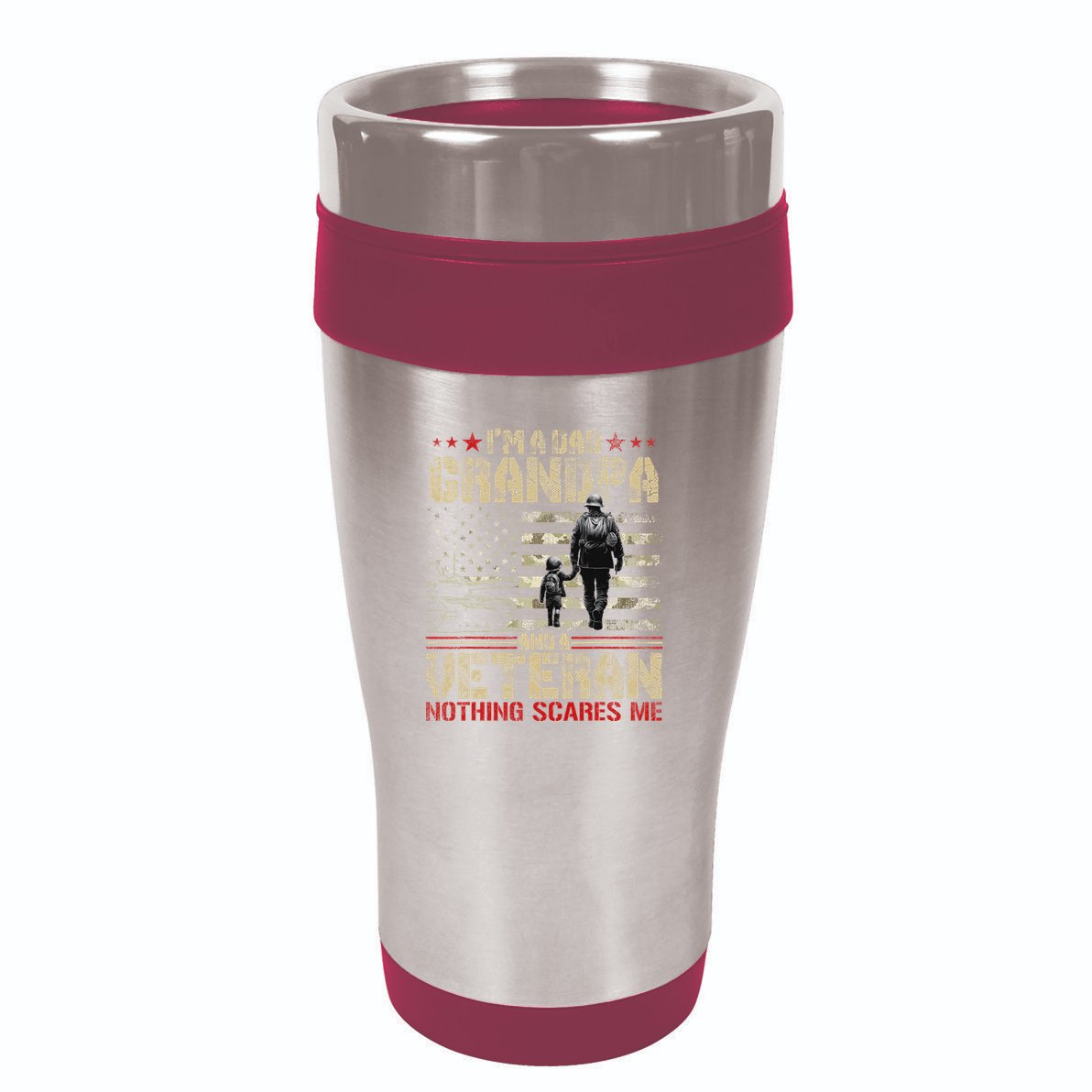 IM A Dad Grandpa And Veteran Fathers Day Papa Grandpa 16oz Travel Tumbler