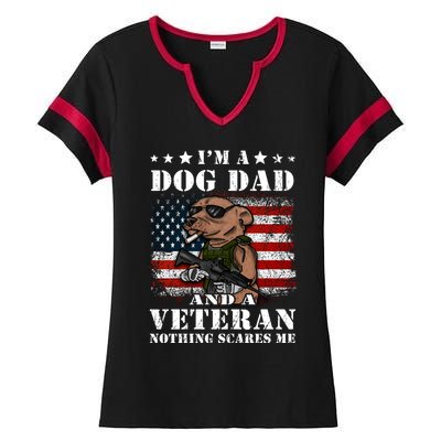 I'm A Dog Dad And A Veteran Nothing Scares Me Dachshund Gift Ladies Halftime Notch Neck Tee