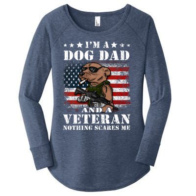 I'm A Dog Dad And A Veteran Nothing Scares Me Dachshund Gift Women's Perfect Tri Tunic Long Sleeve Shirt