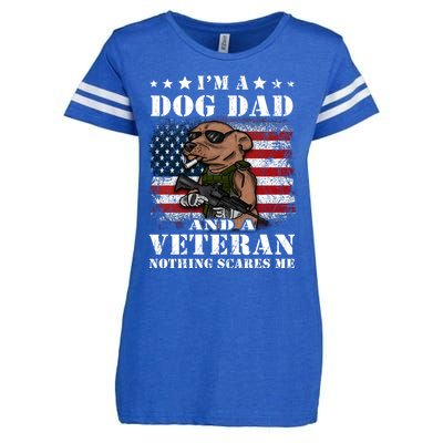 I'm A Dog Dad And A Veteran Nothing Scares Me Dachshund Gift Enza Ladies Jersey Football T-Shirt