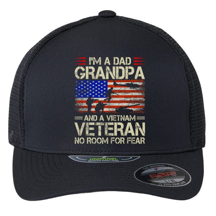 IM A Dad Grandpa And Vietnam Veteran Us Flag Papa Grandpa Flexfit Unipanel Trucker Cap