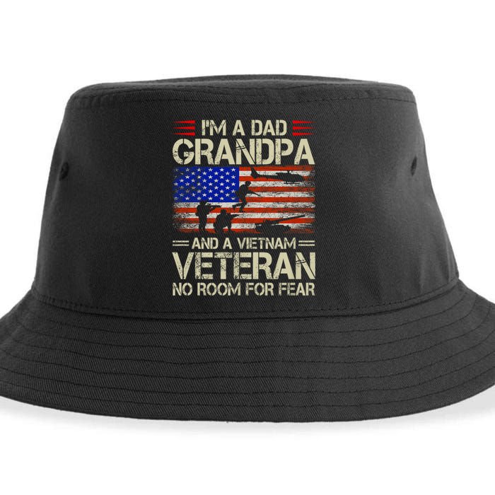 IM A Dad Grandpa And Vietnam Veteran Us Flag Papa Grandpa Sustainable Bucket Hat