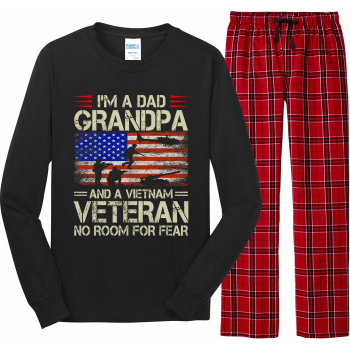 IM A Dad Grandpa And Vietnam Veteran Us Flag Papa Grandpa Long Sleeve Pajama Set