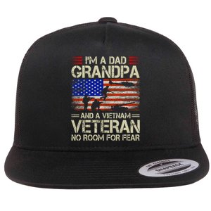 IM A Dad Grandpa And Vietnam Veteran Us Flag Papa Grandpa Flat Bill Trucker Hat