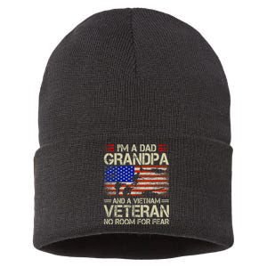 IM A Dad Grandpa And Vietnam Veteran Us Flag Papa Grandpa Sustainable Knit Beanie