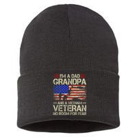 IM A Dad Grandpa And Vietnam Veteran Us Flag Papa Grandpa Sustainable Knit Beanie