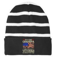 IM A Dad Grandpa And Vietnam Veteran Us Flag Papa Grandpa Striped Beanie with Solid Band