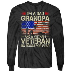 IM A Dad Grandpa And Vietnam Veteran Us Flag Papa Grandpa Tie-Dye Long Sleeve Shirt