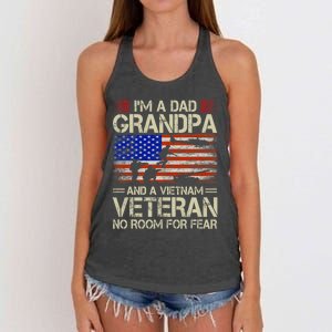 IM A Dad Grandpa And Vietnam Veteran Us Flag Papa Grandpa Women's Knotted Racerback Tank