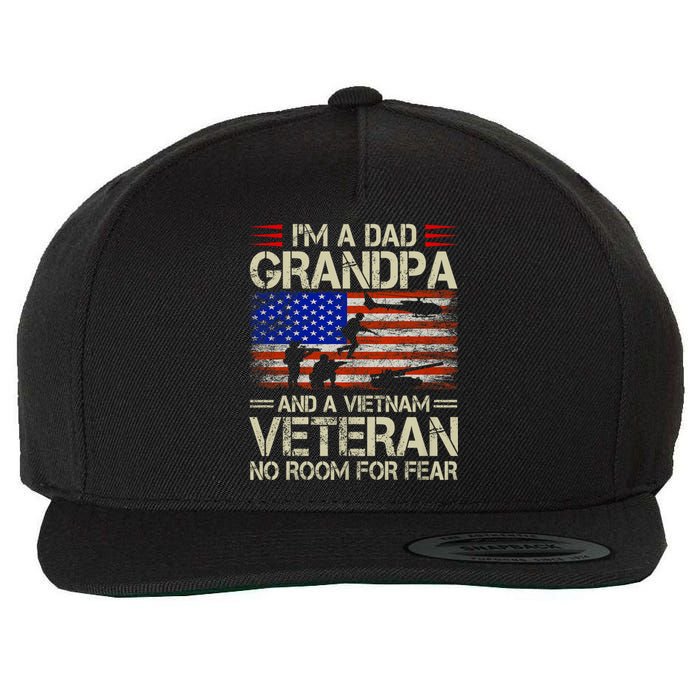 IM A Dad Grandpa And Vietnam Veteran Us Flag Papa Grandpa Wool Snapback Cap