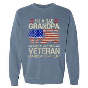 IM A Dad Grandpa And Vietnam Veteran Us Flag Papa Grandpa Garment-Dyed Sweatshirt