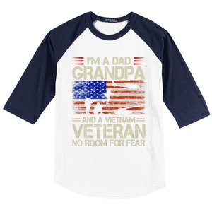 IM A Dad Grandpa And Vietnam Veteran Us Flag Papa Grandpa Baseball Sleeve Shirt