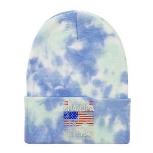 IM A Dad Grandpa And Vietnam Veteran Us Flag Papa Grandpa Tie Dye 12in Knit Beanie