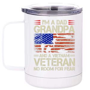 IM A Dad Grandpa And Vietnam Veteran Us Flag Papa Grandpa 12 oz Stainless Steel Tumbler Cup