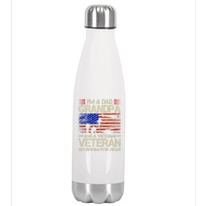 IM A Dad Grandpa And Vietnam Veteran Us Flag Papa Grandpa Stainless Steel Insulated Water Bottle