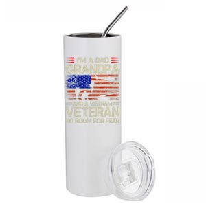 IM A Dad Grandpa And Vietnam Veteran Us Flag Papa Grandpa Stainless Steel Tumbler