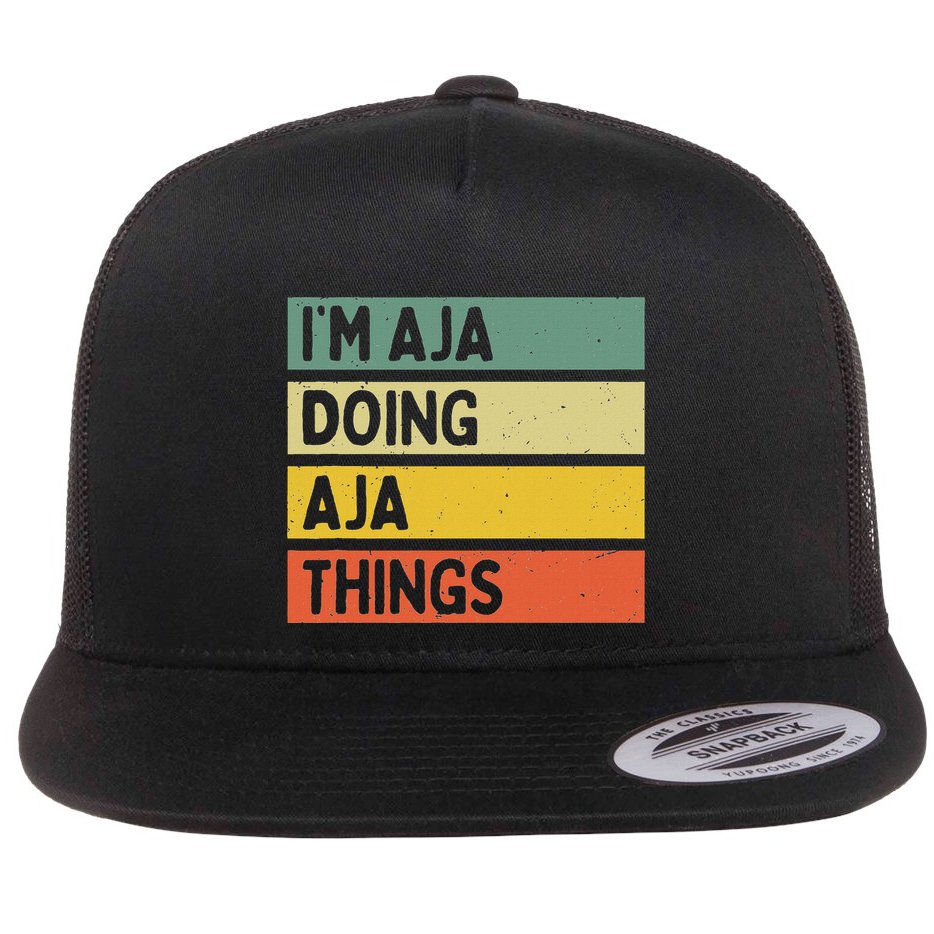 IM Aja Doing Aja Things Funny Personalized Quote Flat Bill Trucker Hat