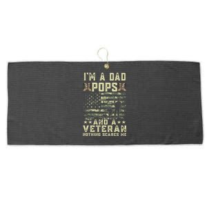 IM A Dad Pops And A Veteran American Flag FatherS Day Great Gift Large Microfiber Waffle Golf Towel