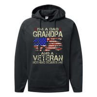 Im A Dad Grandpa And Veteran Fathers Day Papa Grandpa Gifts Performance Fleece Hoodie