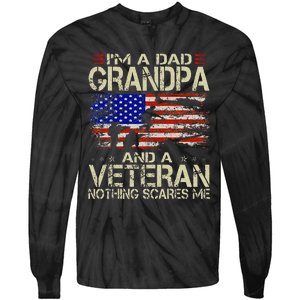 Im A Dad Grandpa And Veteran Fathers Day Papa Grandpa Gifts Tie-Dye Long Sleeve Shirt