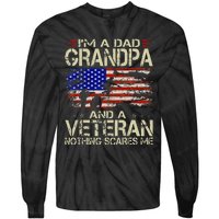 Im A Dad Grandpa And Veteran Fathers Day Papa Grandpa Gifts Tie-Dye Long Sleeve Shirt