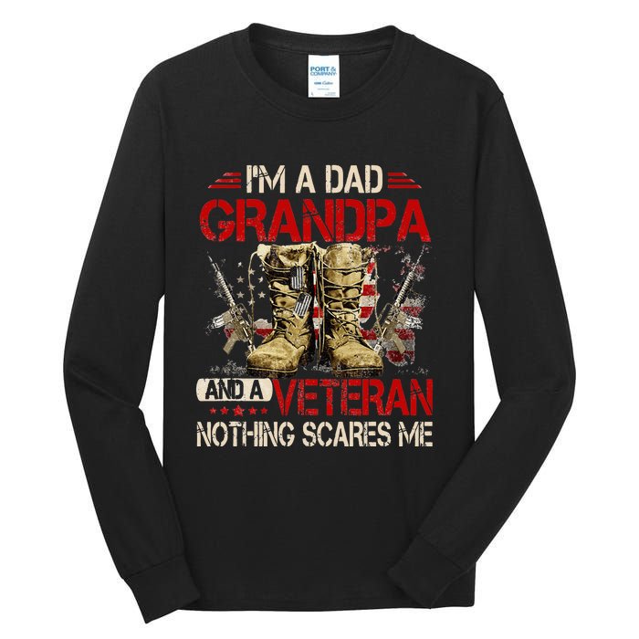 Im A Dad Grandpa And A Veteran American Flag Gists For Dad Tall Long Sleeve T-Shirt