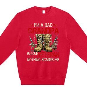 Im A Dad Grandpa And A Veteran American Flag Gists For Dad Premium Crewneck Sweatshirt