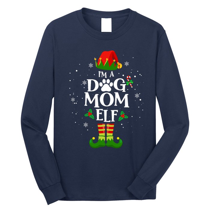 IM A Dog Mom Elf Xmas Matching Family Christmas Pajamas Long Sleeve Shirt