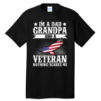 I'm A Dad Grandpa And A Veteran US Flag Veterans Day Tall T-Shirt