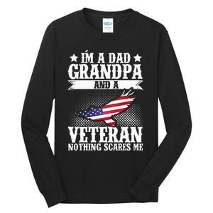 I'm A Dad Grandpa And A Veteran US Flag Veterans Day Tall Long Sleeve T-Shirt