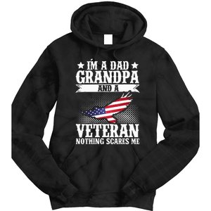 I'm A Dad Grandpa And A Veteran US Flag Veterans Day Tie Dye Hoodie