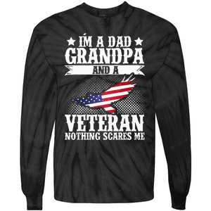 I'm A Dad Grandpa And A Veteran US Flag Veterans Day Tie-Dye Long Sleeve Shirt