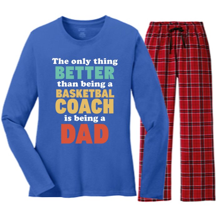 I'm A Dad And Basketball Coach Funny Fatherhood Funny Dad Funny Gift Women's Long Sleeve Flannel Pajama Set 