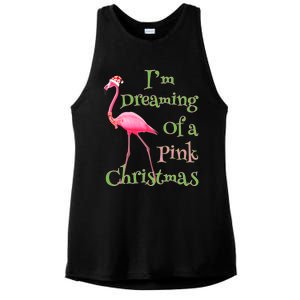 I Am Dreaming Of A Pink Christmas Holiday Flamingo Gift Ladies PosiCharge Tri-Blend Wicking Tank