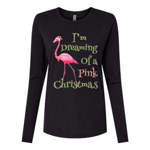 I Am Dreaming Of A Pink Christmas Holiday Flamingo Gift Womens Cotton Relaxed Long Sleeve T-Shirt